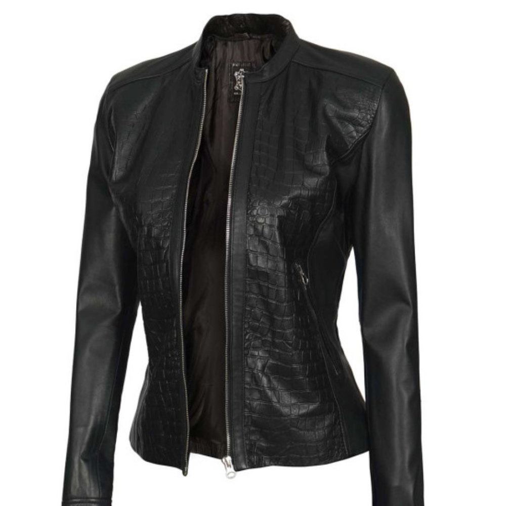 Real Leather Christina Leather Jacket in Black - FCM18